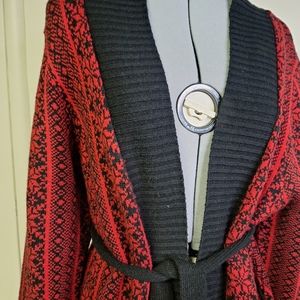 Bandolino Denim Long Cardigan Sweater Red&Black Size XL